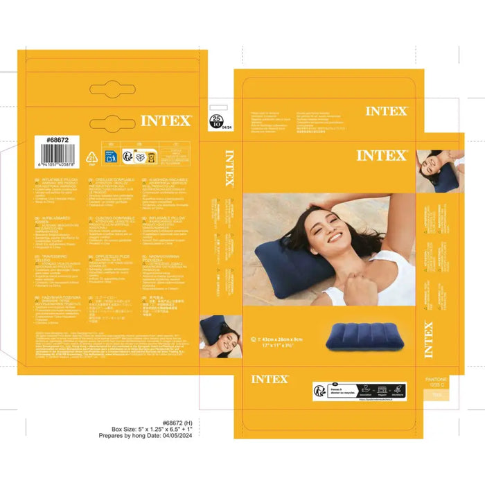 възглавница Intex Downy Pillow Надуваем Син 43 x 9 x 28 cm