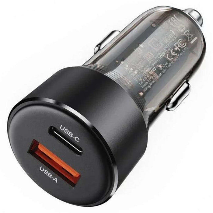Зарядно за кола VS Mobile - CC30AU, 30W, 1xUSB-A + 1xUSB-C, 12-24V