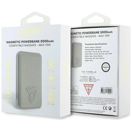 Външна батерия Guess Grained Triangle с MagSafe 5000mAh 15W