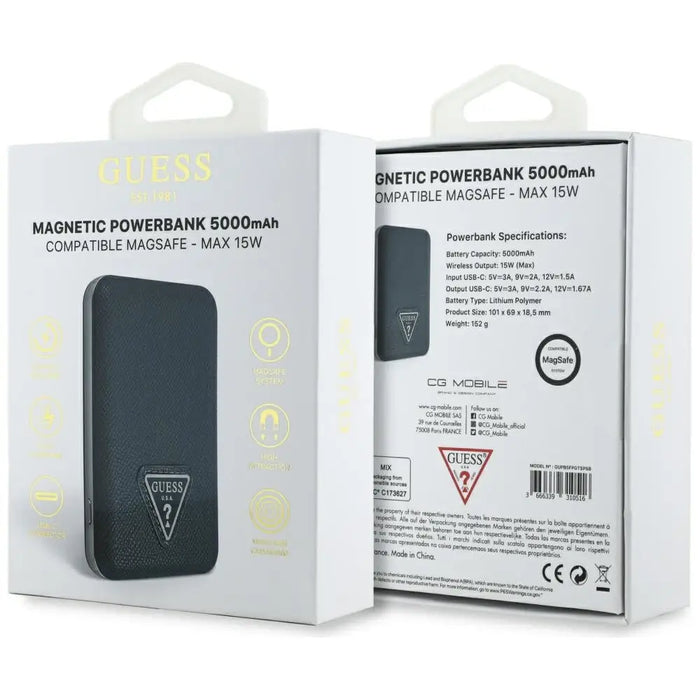 Външна батерия Guess Grained Triangle с MagSafe 5000mAh 15W