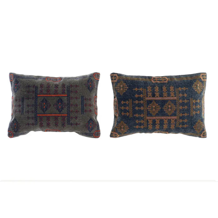 Възглавница DKD Home Decor Син Оранжев Квадратек Арабин 50
