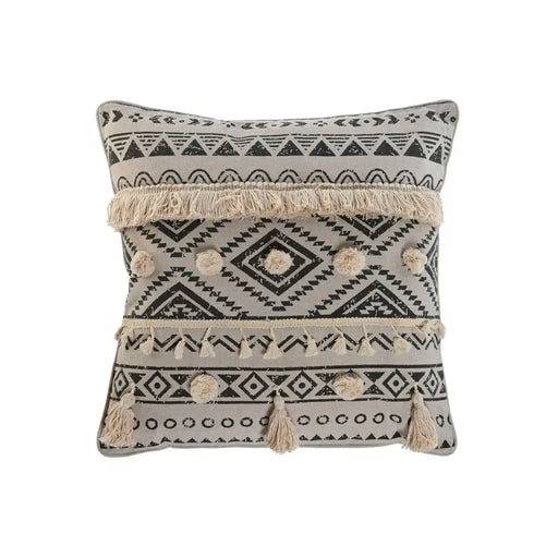 Възглавница Home ESPRIT Бял Черен Boho 45 x 8 x 45 cm