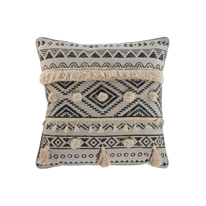 Възглавница Home ESPRIT Бял Черен Boho 45 x 8 x 45 cm