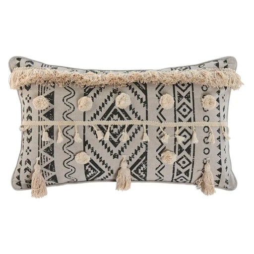 Възглавница Home ESPRIT Бял Черен Boho 50 x 8 x 30 cm