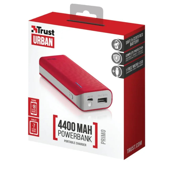 Външна батерия Trust PRIMO 4400 MAH ЧЕРВЕНА