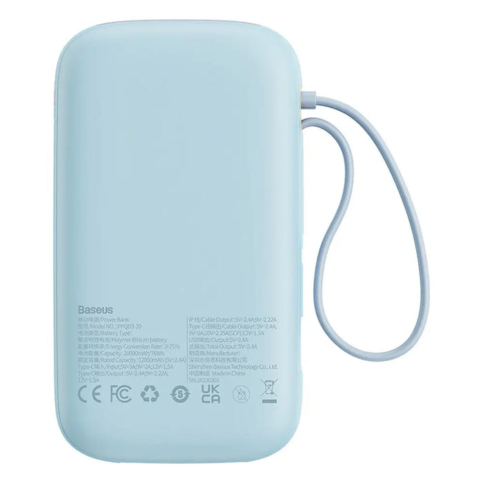 Външна батерия Baseus Qpow2 20000mAh 22.5W с двоен кабел