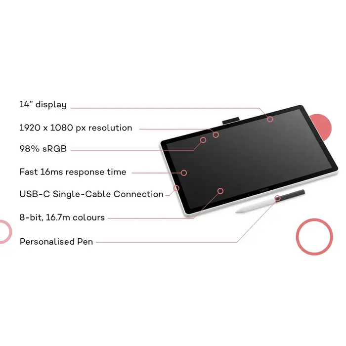 WACOM Графичен дисплей таблет One pen display 14.0’’