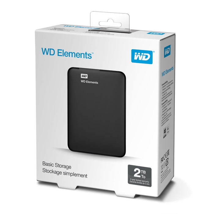 Western Digital Elements Portable външен твърд диск 2 TB 5400 RPM 2.5" Micro-USB B 3.2 Gen 2 (3.1 Gen 2) Черен