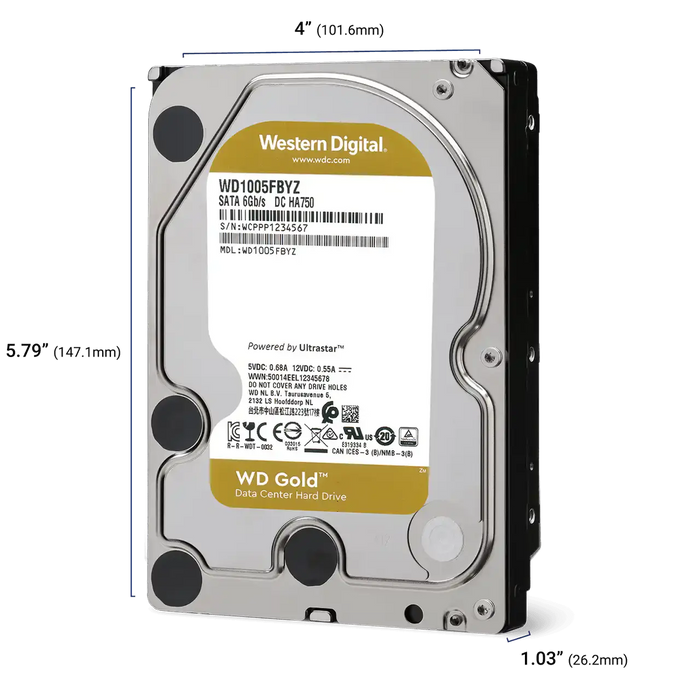 WD Gold 14TB SATA 6Gb/s 3.5inch 512MB cache 7200rpm вътрешен RoHS съвместим Enterprise HDD Bulk