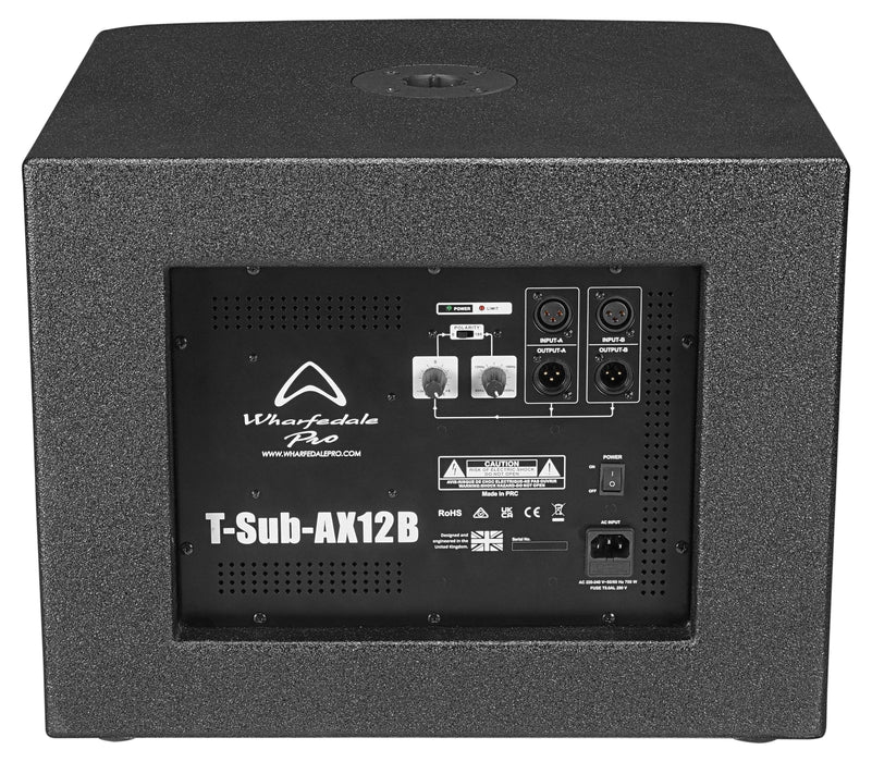 Активен субуфер Wharfedale Pro - T-SUB-AX12B, 12'', 500W, черен