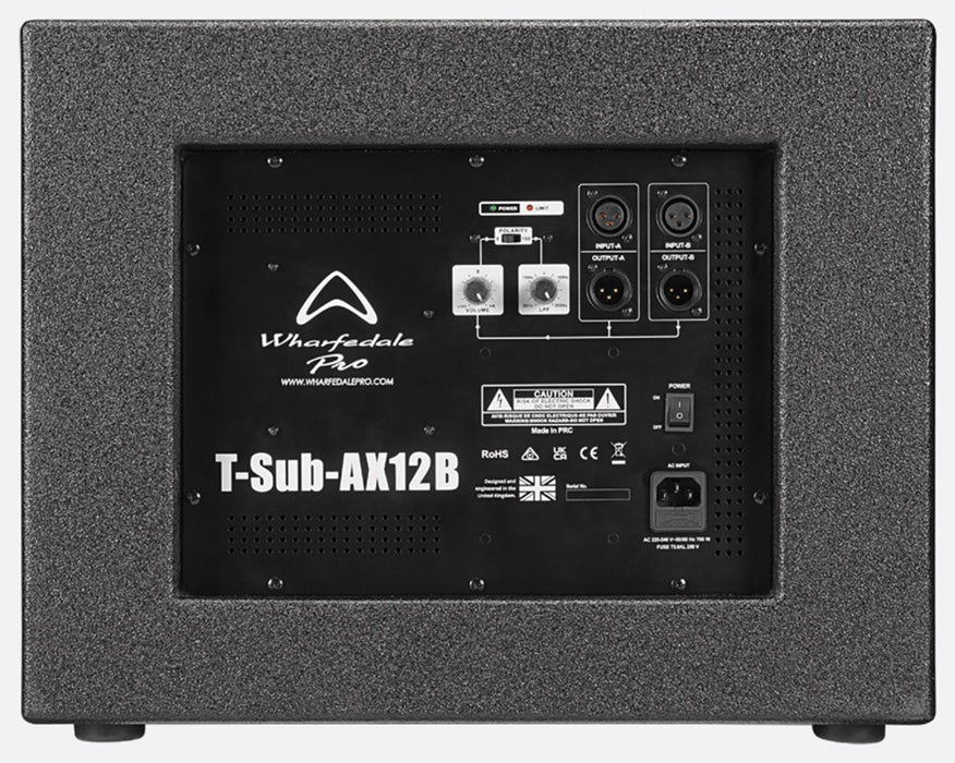 Активен субуфер Wharfedale Pro - T-SUB-AX12B, 12'', 500W, черен