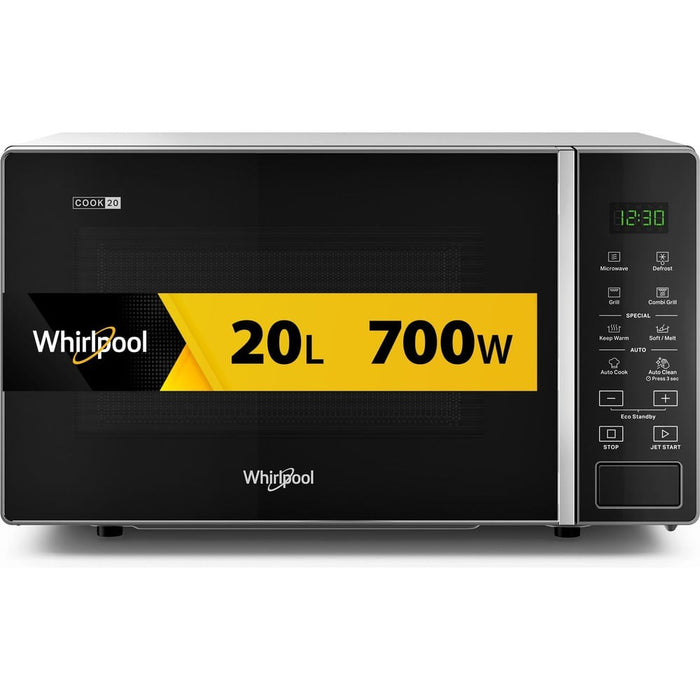 Микровълнова фурна Whirlpool Cook20 MWP 203 SB Черен, Сребрист Грил, Плот, 20 л, 700 W