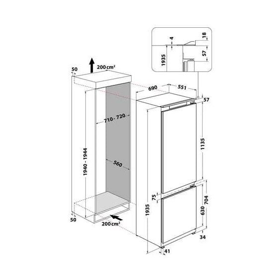 Хладилник за вграждане WHIRLPOOL Space400 Total No Frost WH SP70 T241 P