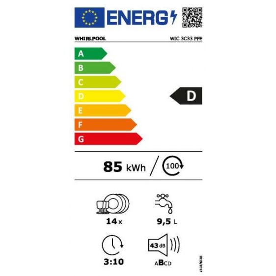 Съдомиялна за вграждане WHIRLPOOL WIC 3C33 PFE
