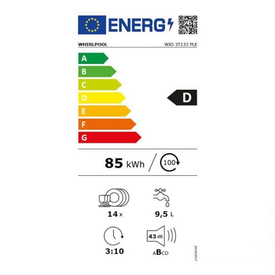 Съдомиялна за вграждане WHIRLPOOL WIO 3T133 PLE