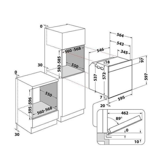 Фурна за вграждане WHIRLPOOL WOI4S8HM2SBA, 73 л, Hydrolitic