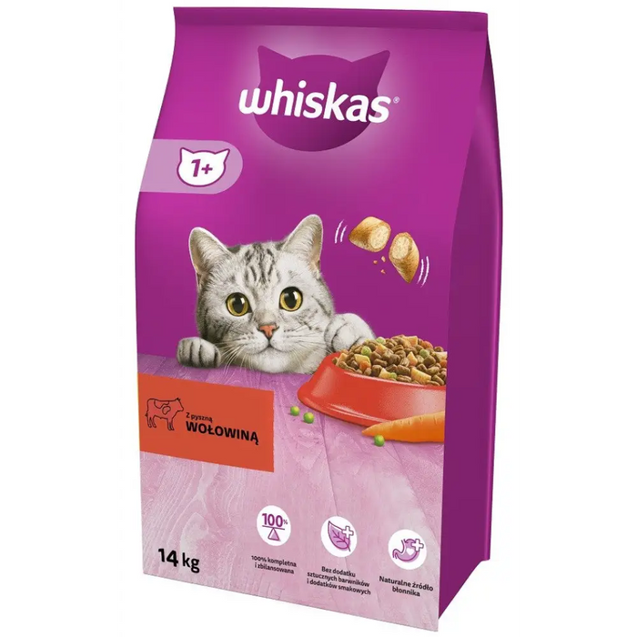 WHISKAS Adult Beef - суха храна за котки - 14 кг