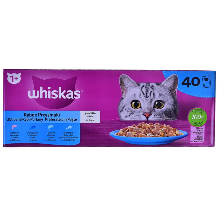 WHISKAS Fish Favorites в желе - мокра котешка храна - 40x85