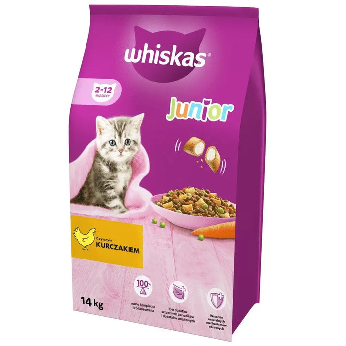WHISKAS Junior с пиле - суха храна за котки - 14 кг