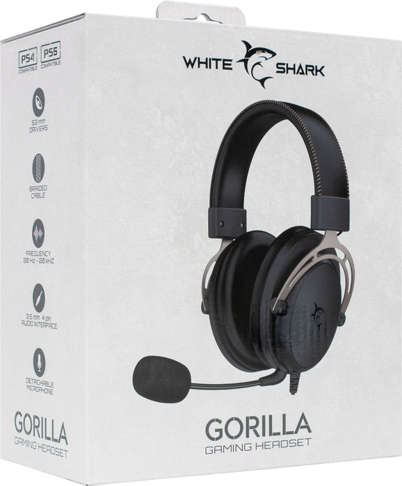 Гейминг слушалки White Shark - GORILLA, черни/сиви