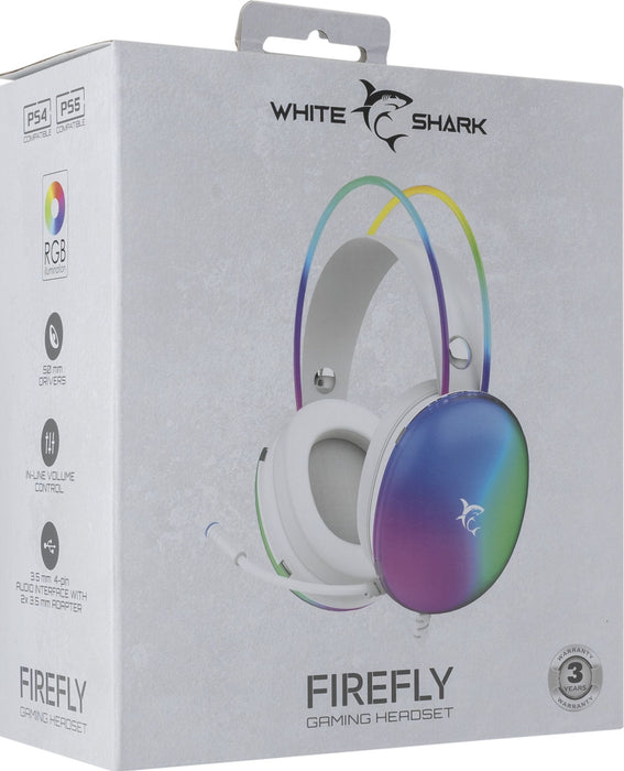 Гейминг слушалки White Shark - FIREFLY, бели