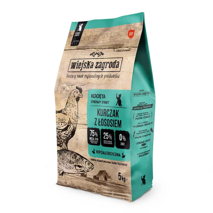 WIEJSKA ZAGRODA Kittens Пиле със сьомга - суха храна