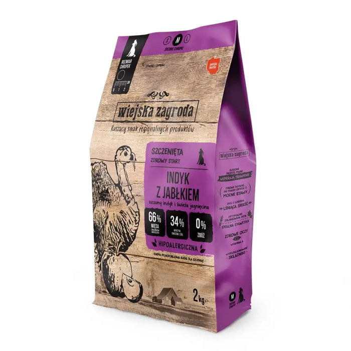 WIEJSKA ZAGRODA Турция с ябълка M Puppy - суха храна