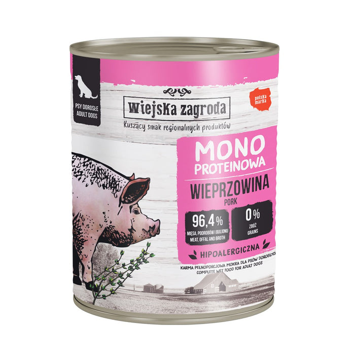 WIEJSKA ZAGRODA Mono Pork - мокра храна за кучета - 800гр