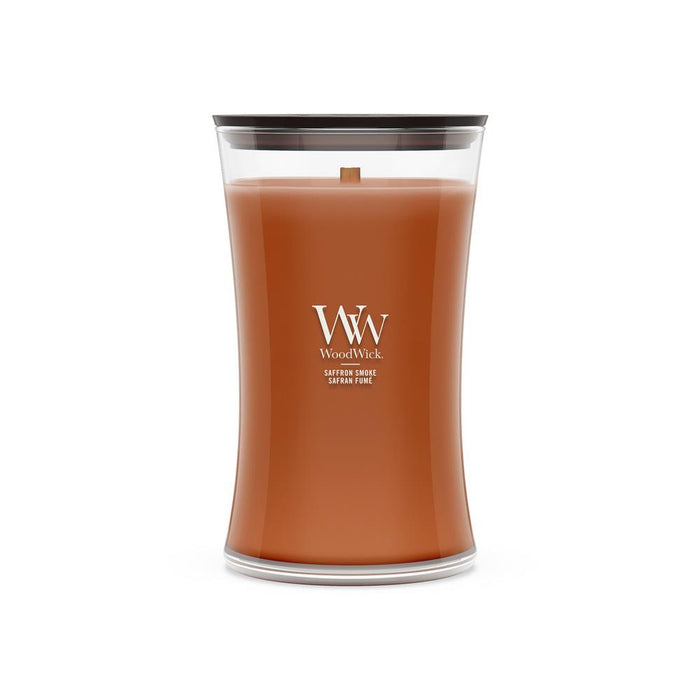 Восъчна свещ WoodWick Saffron Smoke, цилиндър, кафява, 1 бр.
