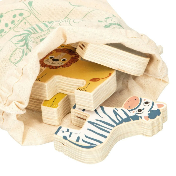 Строителна Игра + Фигури Woomax Животни 16 Части 7 x 7 x 1,5 cm (6 броя)