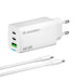 Wozinsky GaN 65W зарядно с 2xUSB-C USB порта с 65W CC кабел