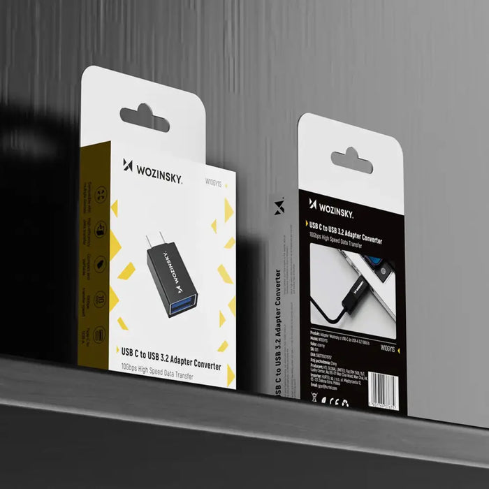 Wozinsky W10GY1S USB-C - USB-A 3.2 10Gb/s адаптер - черен