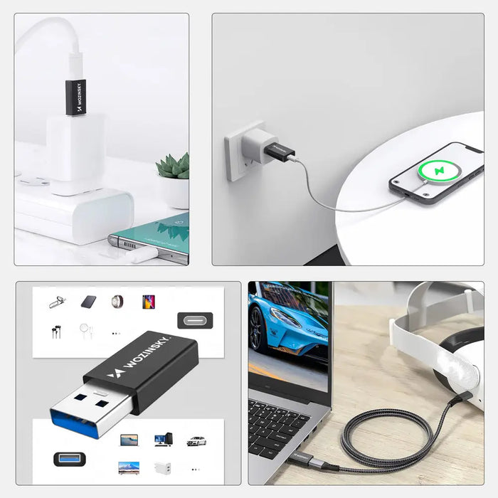 Wozinsky WAAC-01 USB-A - USB-C OTG адаптер - черен