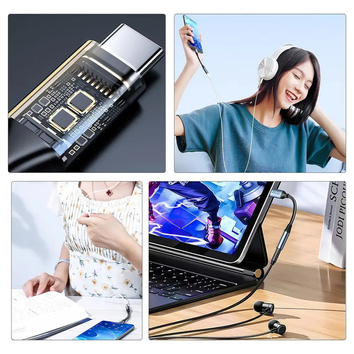 Wozinsky WACM-01 USB-C адаптер - 3.5 мм мини жак - черен