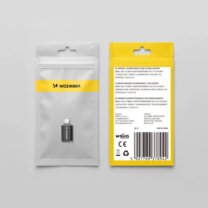 Wozinsky WALC-01 Lightning към USB-C адаптер - черен