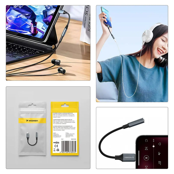 Wozinsky WALJ-01 Lightning адаптер - 3.5 мм мини жак - черен