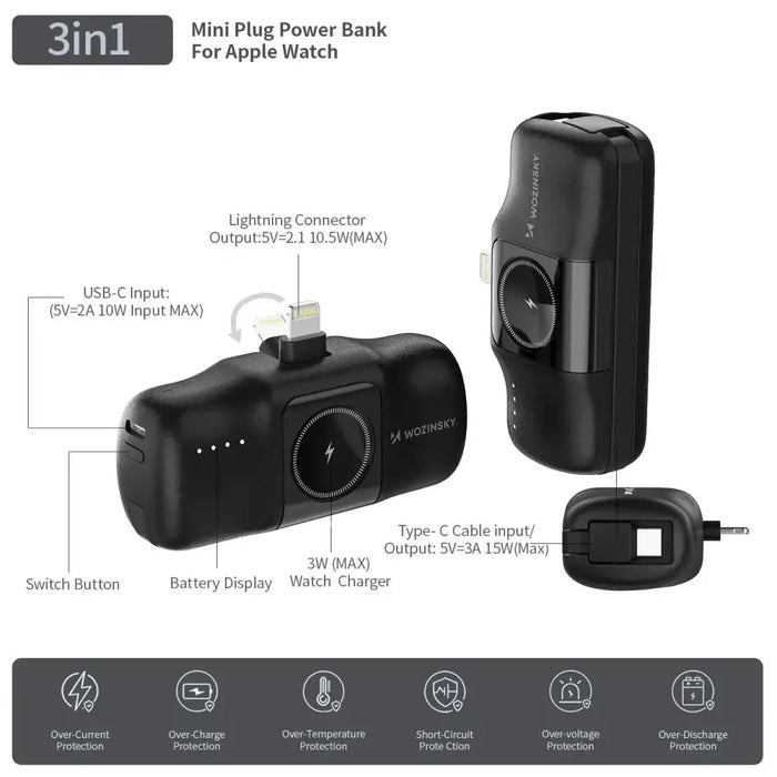 Wozinsky WF16-YLS 5000mAh 15W Lightning Mini Преносима