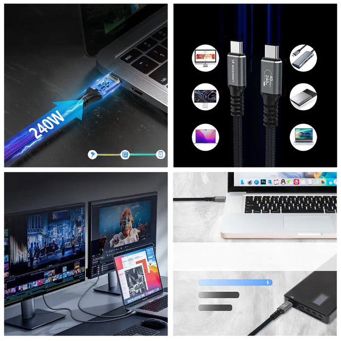 Wozinsky WPS-UY41S USB-C Thunderbolt 4 кабел 240W 1m 4K