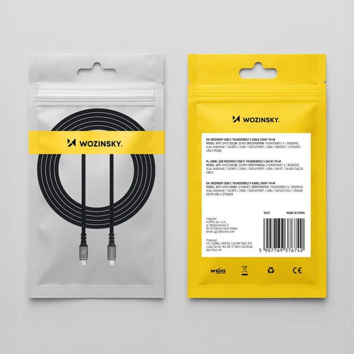 Wozinsky WPS-UY41S USB-C Thunderbolt 4 кабел 240W 1m 4K