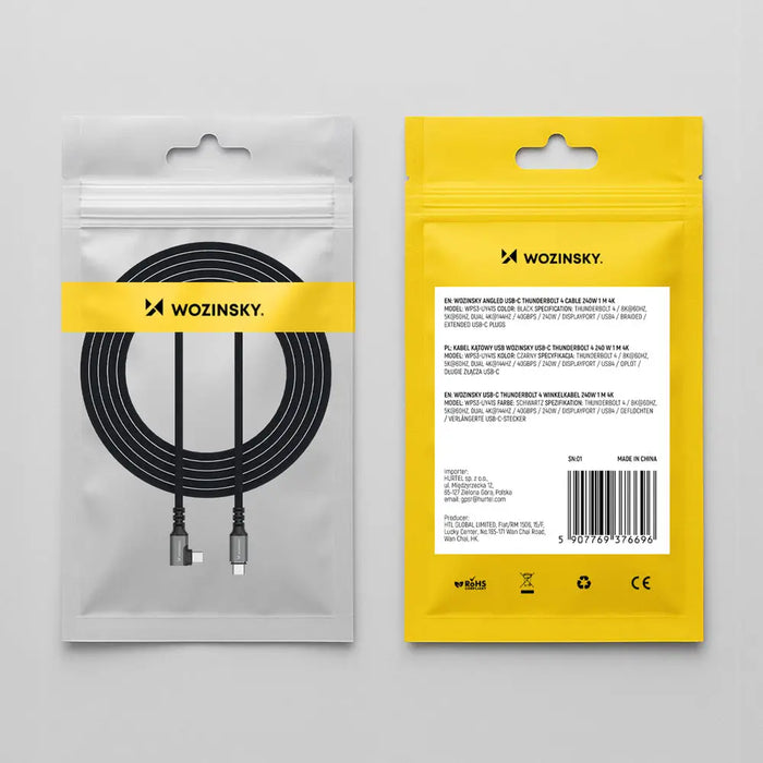 Wozinsky WPS3-UY41S USB-C Thunderbolt 4 240W 1m 4K ъглов