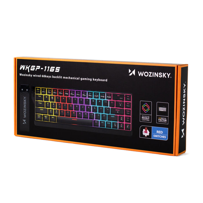Механична геймърска клавиатура Wozinsky WKGP-1165 с RGB подсветка - черна