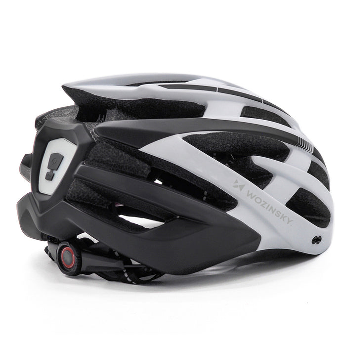 Велосипедна каска Wozinsky MTB с подвижен визьор и задна USB светлина M - черно-бяла