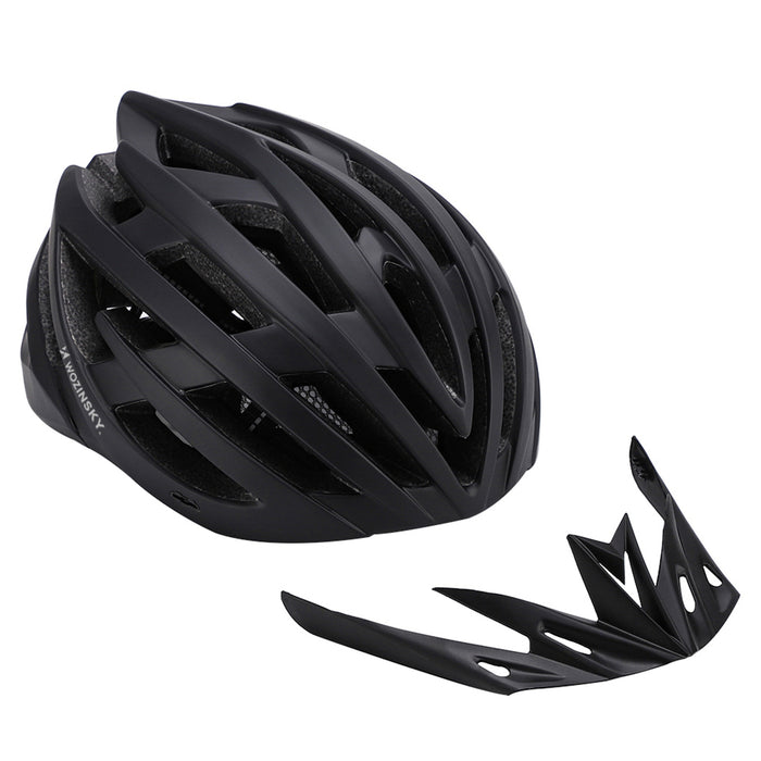 Велосипедна каска Wozinsky MTB с подвижен визьор и задна USB светлина M - черна