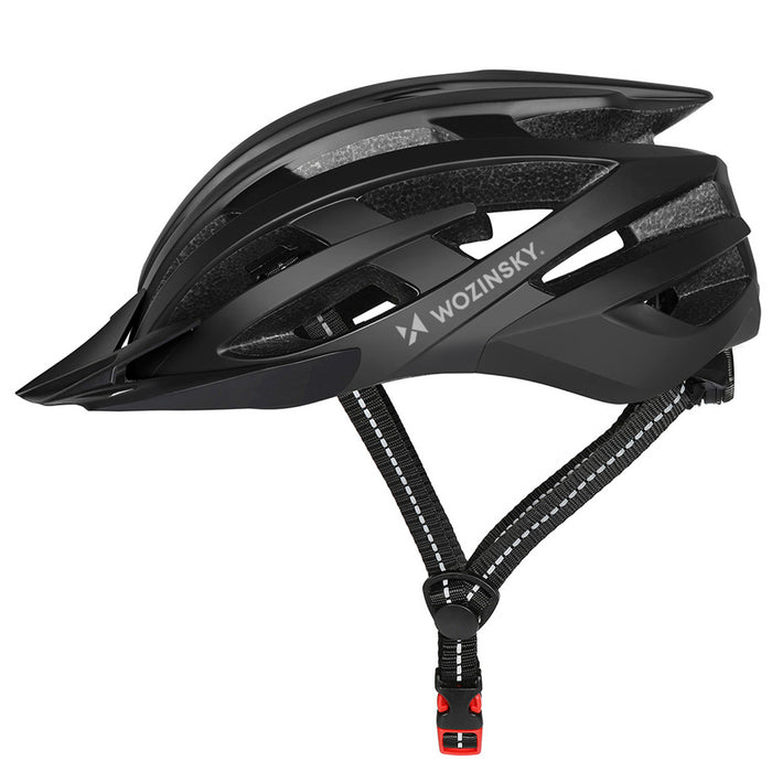 Велосипедна каска Wozinsky MTB с подвижен визьор и задна USB светлина M - черна