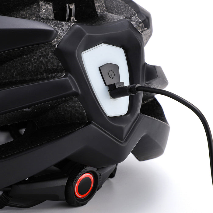 Велосипедна каска Wozinsky MTB с подвижен визьор и задна USB светлина M - черна