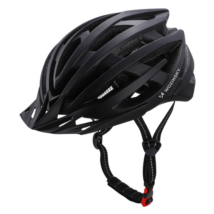 Велосипедна каска Wozinsky MTB с подвижен визьор и задна USB светлина, размер L - черна