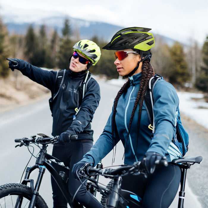 Велосипедна каска Wozinsky MTB с подвижен визьор и задна USB светлина, размер L - черно-жълта
