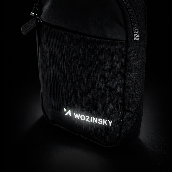 Wozinsky WMS-W1 Унисекс мини чанта за през рамо, водоустойчива, с две отделения за телефон - черна