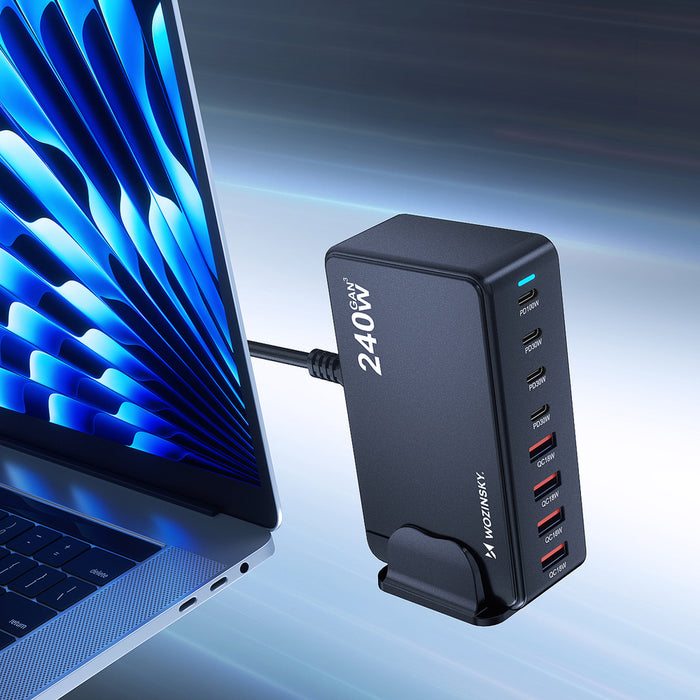 Зарядна станция Wozinsky 240W GaN QC3 - Черна
