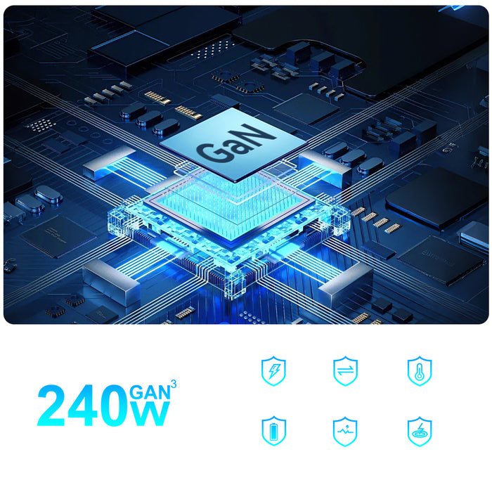 Зарядна станция Wozinsky 240W GaN QC3 - Черна